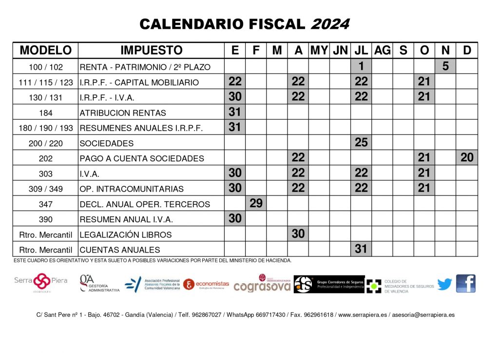 Calendario Fiscal 2024